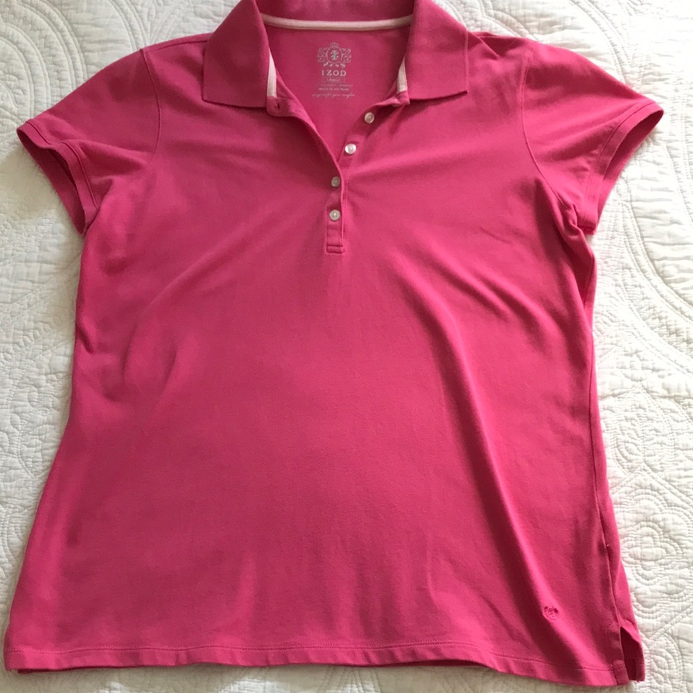 Izod ladies pink size large shirt sleeve polo shirt